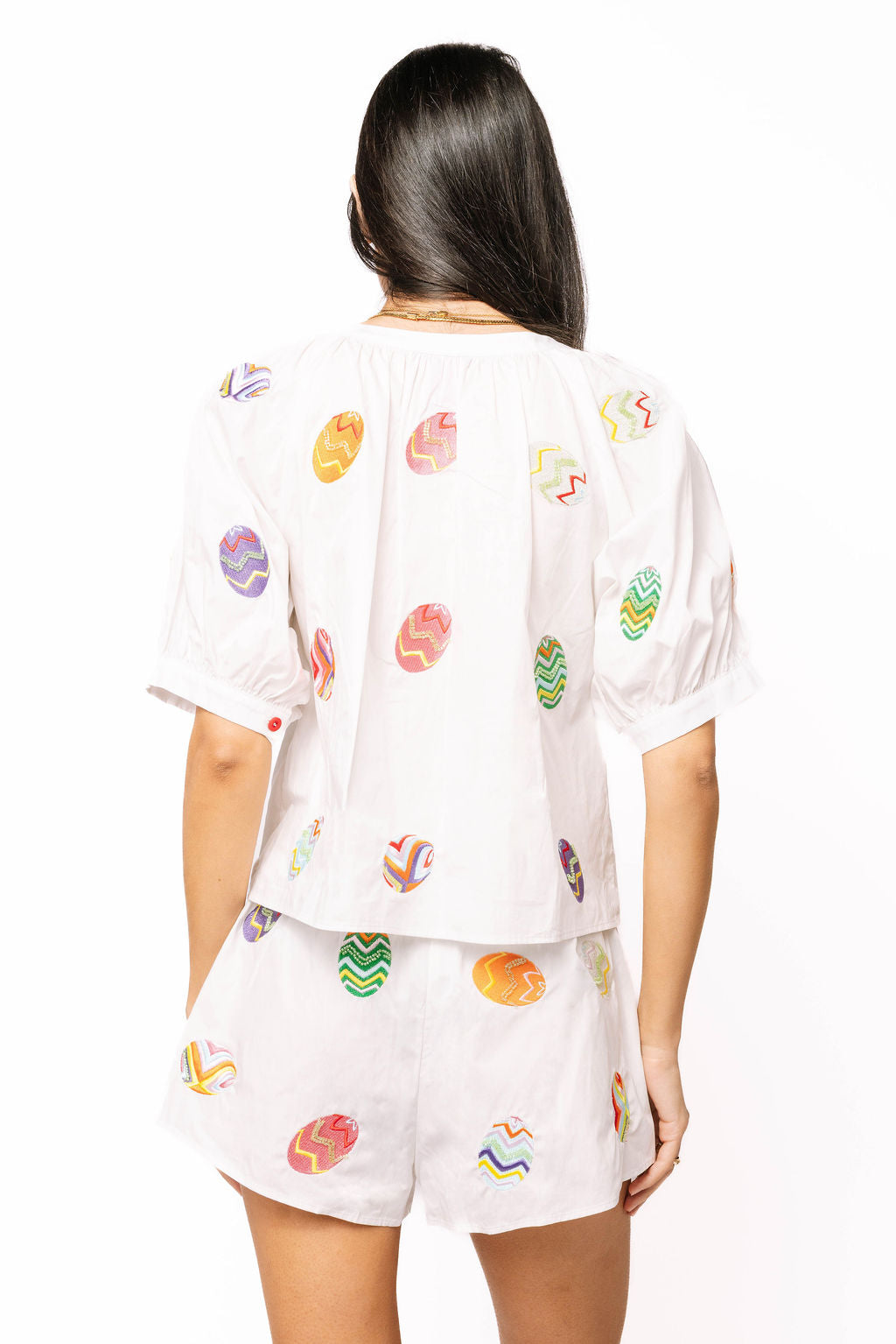 Queen of Sparkles-Multi Easter Egg Button Up Top