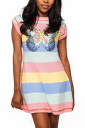 Queen of Sparkles - Butterfly Multi Stripe Knit Dress