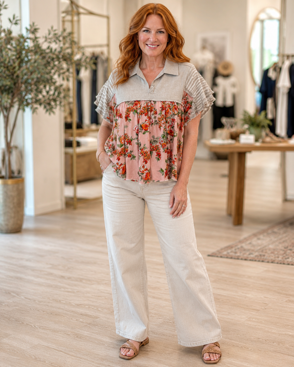 Ivy Jane Jean/Floral Top
