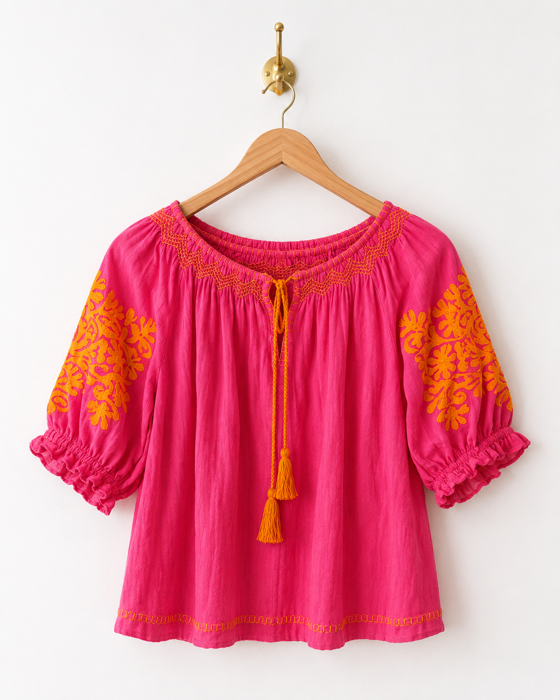 Ivy Jane Pink & Orange Tassel Top