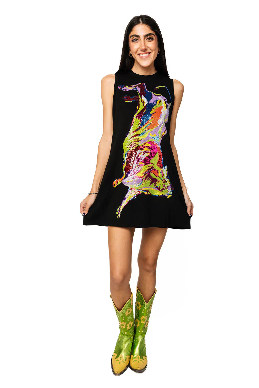 Queen of Sparkles - Black PBR Bucking Bull Dress