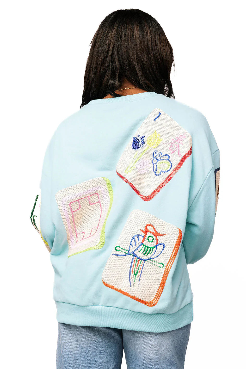 Queen of Sparkles - Aqua Scattered Mahjong Tile Sweatshirt