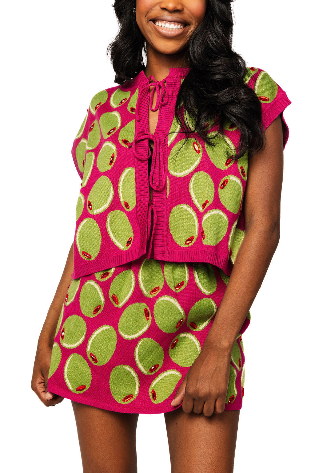 Queen of Sparkles -  Pink & Green Olive Skirt