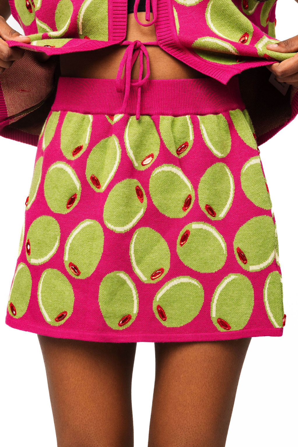 Queen of Sparkles -  Pink & Green Olive Skirt