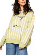 Queen of Sparkles - Lime Green Striped Martini Sweater