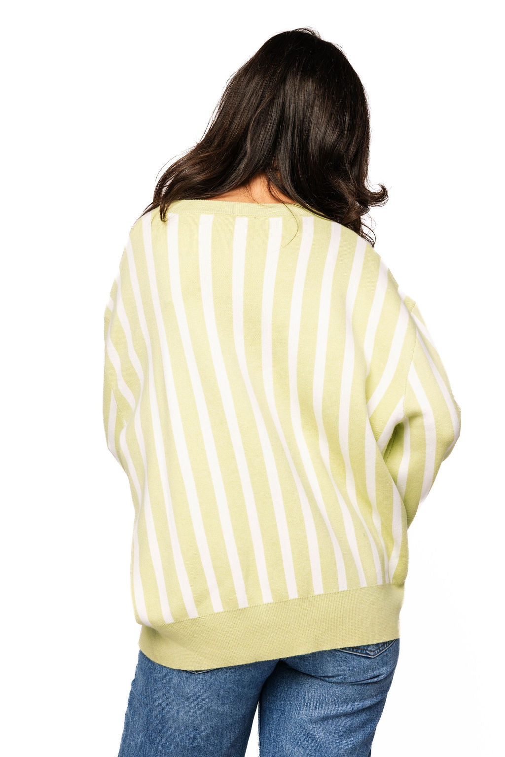 Queen of Sparkles - Lime Green Striped Martini Sweater