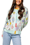 Queen of Sparkles-Aqua Multi Watch Button Up Cardigan