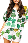 Queen of Sparkles - White & Green Rhinestone Shamrock Top