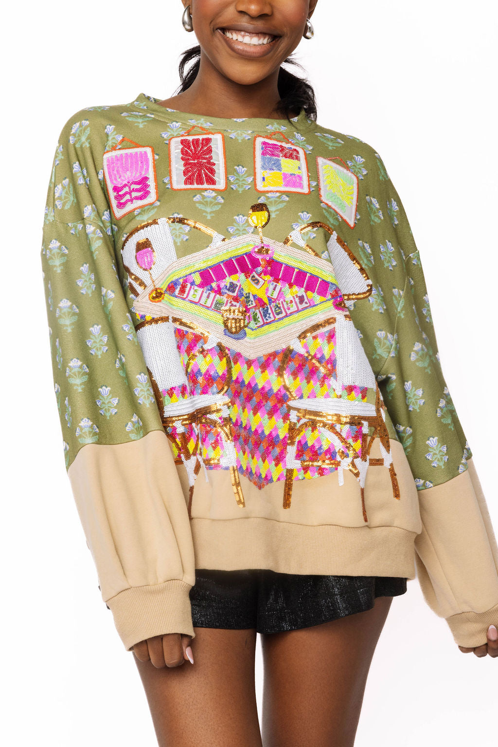 Queen Of Sparkles Multi Mahjong Table & Chairs Sweatshirt