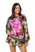 Queen of Sparkles Mint Sequin Camo Card Sweatshirt