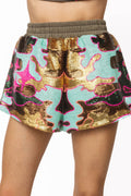 Queen of Sparkles Mint Sequin Camo Shorts