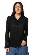 Queen of Sparkles Black Sparkly Button Up Top