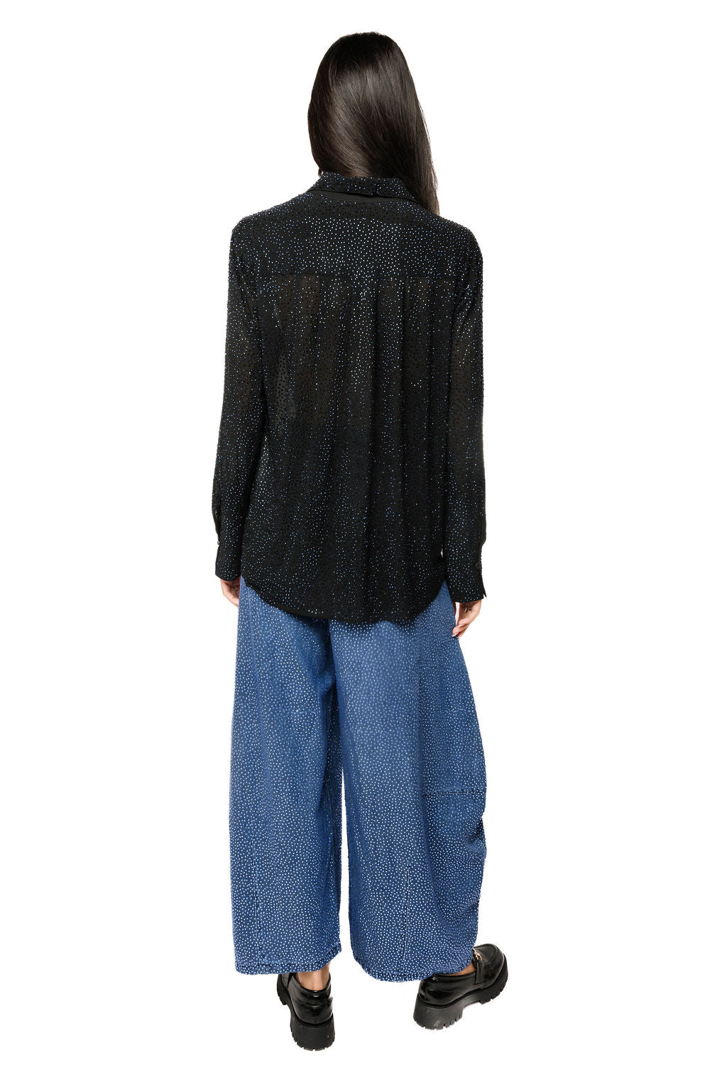 Queen of Sparkles Black Sparkly Button Up Top