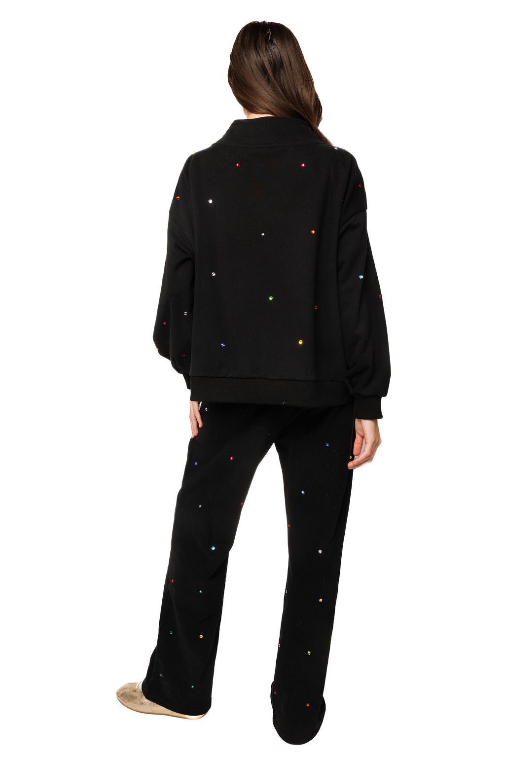 Queen of Sparkles Black, Multi Rhinestone Card Sweatpants