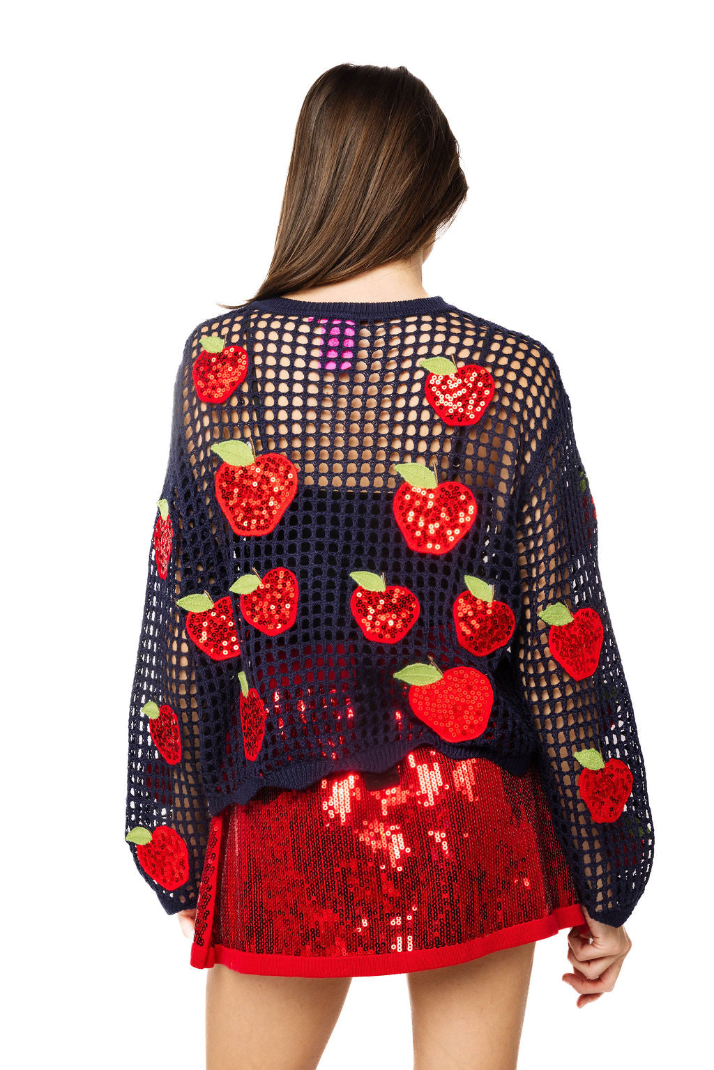 Queen of Sparkles Navy Apple Cardigan