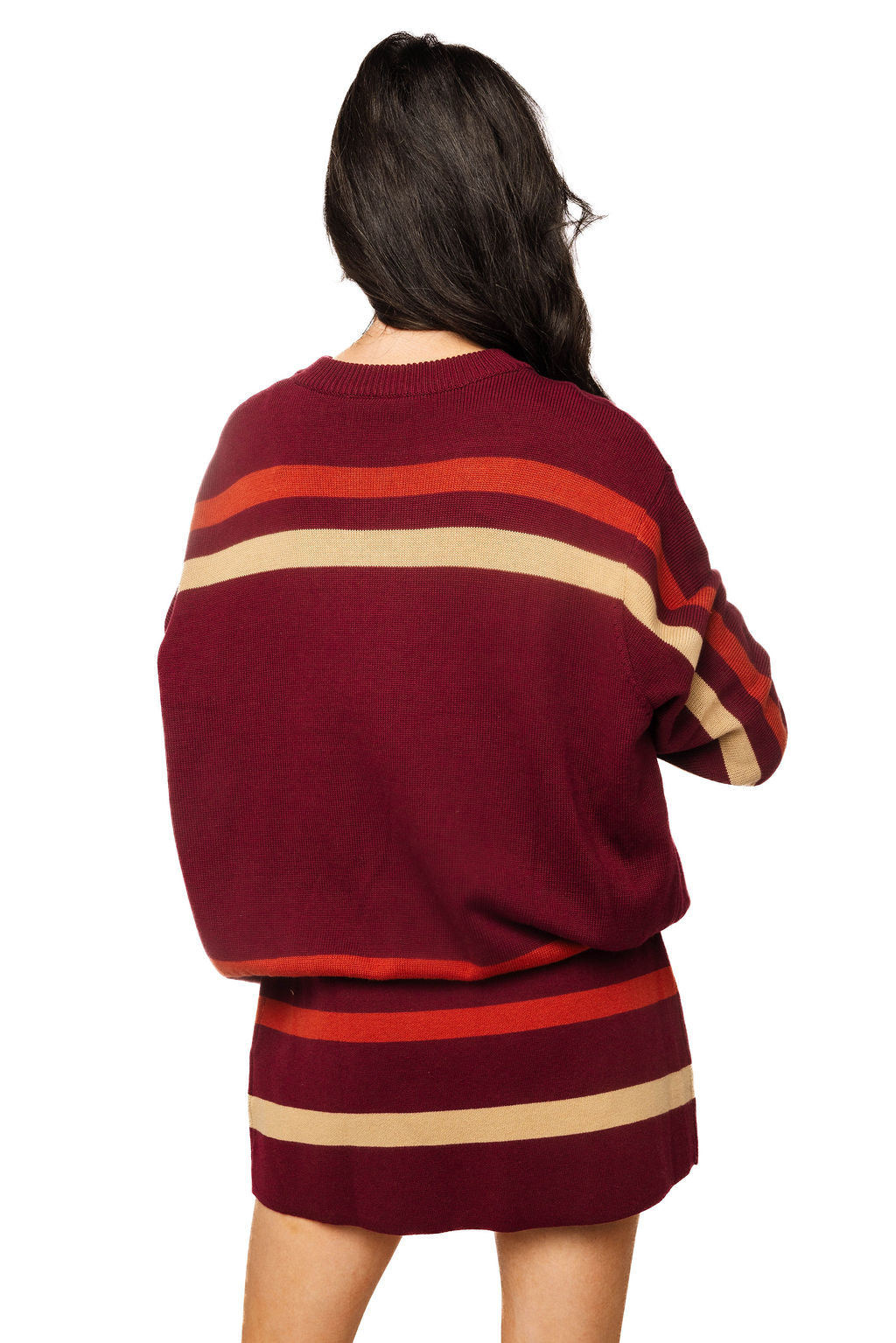 Queen of Sparkles Maroon 'Thanksgiving' Cornucopia Stripe Sweater