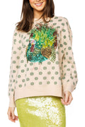 Queen of Sparkles Cream Turkey Feathers Sweater