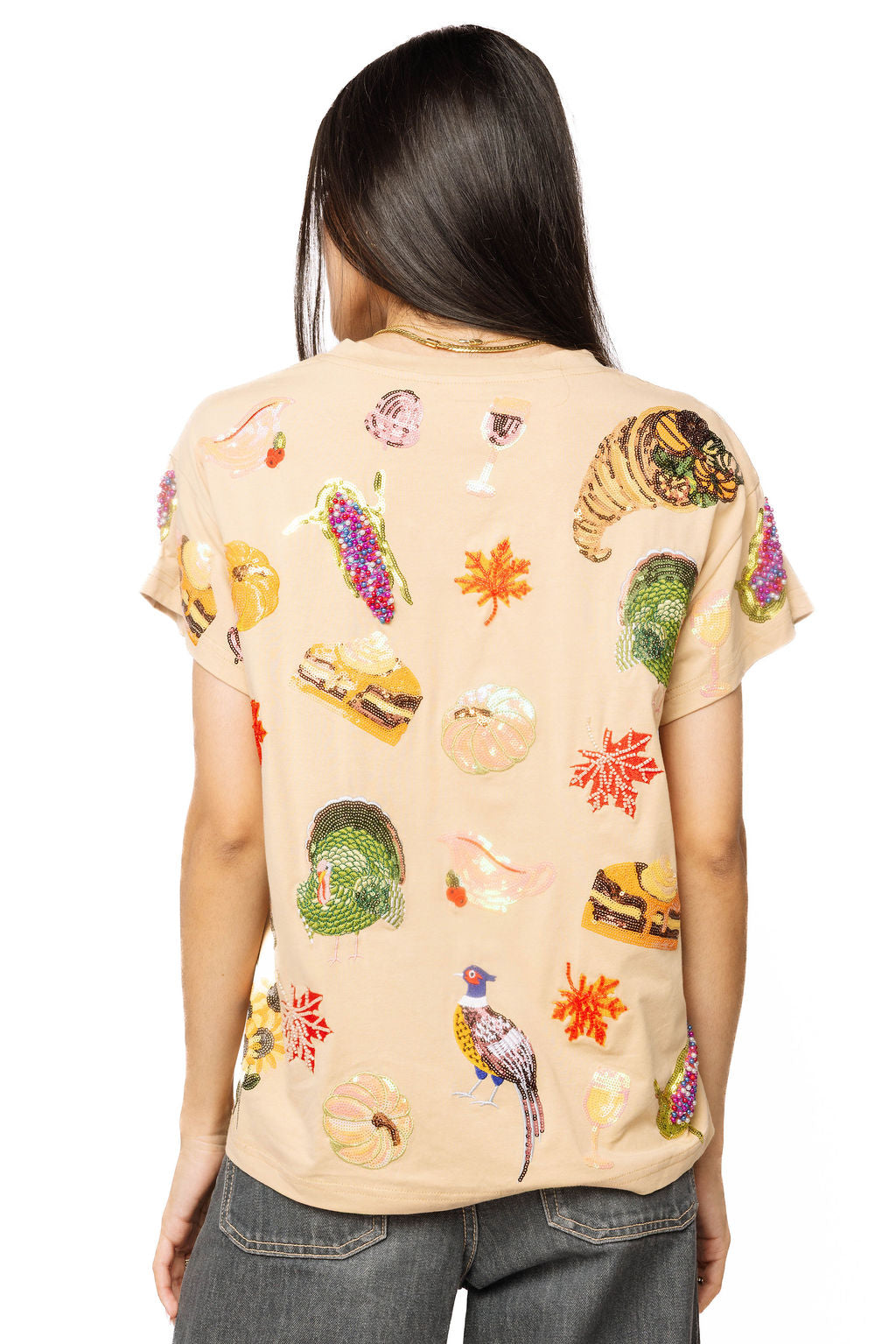 Queen of Sparkles Beige Thanksgiving Icon Tee