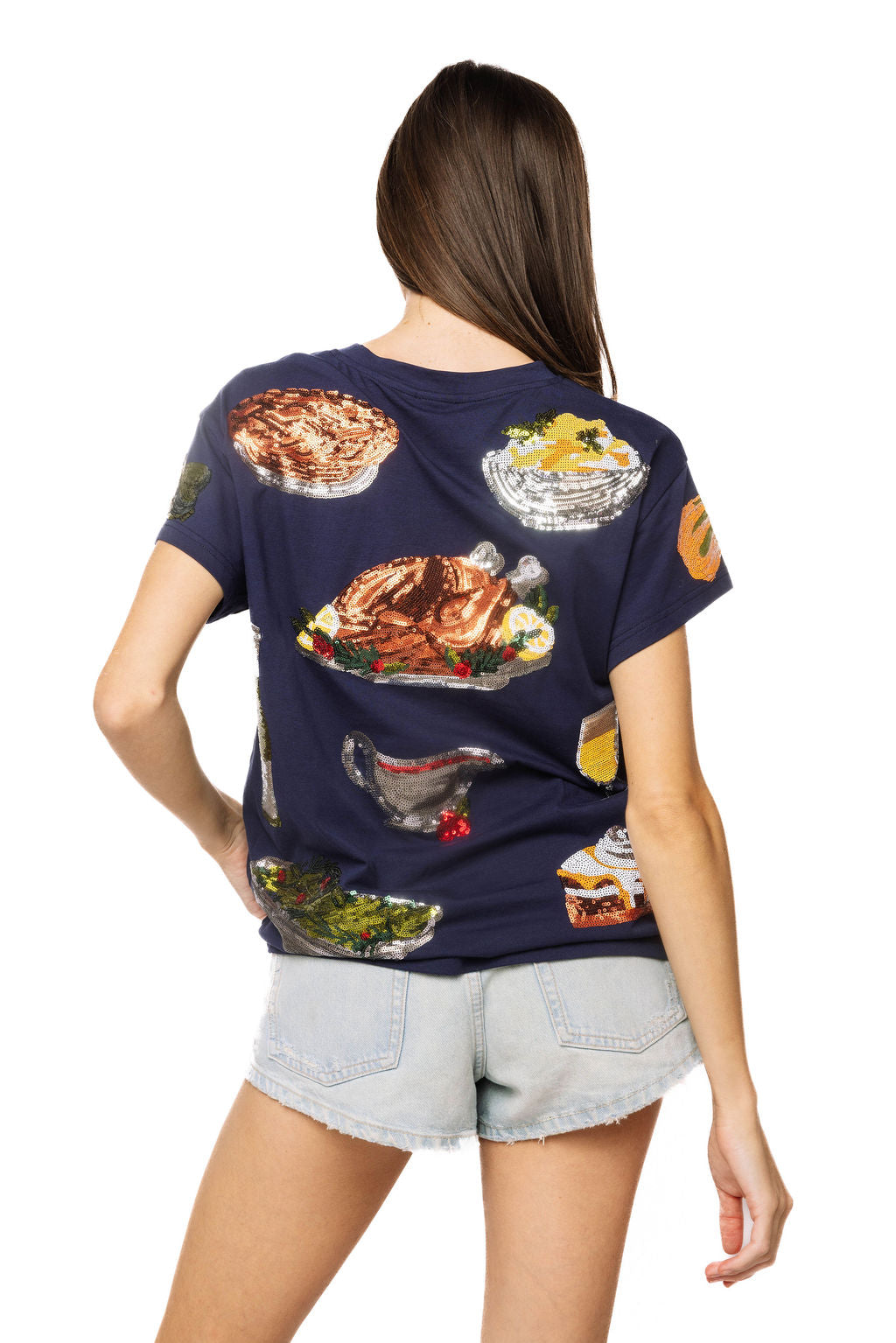 Queen of Sparkles Navy Thanksgiving Dinner Tee