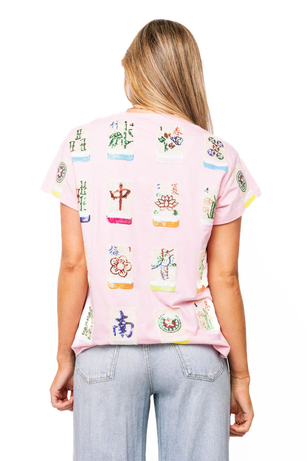 Queen of Sparkles Light Pink Scattered Mahjong Tee
