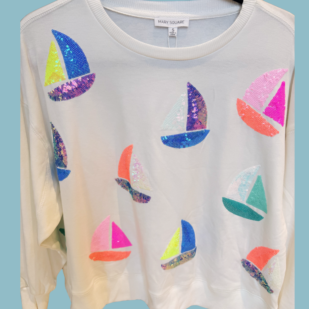 Mary Square White Sailboat Top