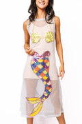 Queen of Sparkles White Sheer Mermaid Midi Coverup