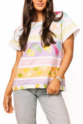 Queen of Sparkles Colorblock Stripe Shell Tee