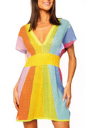 Queen of Sparkles Rainbow Rhinestone V Neck