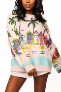 Beige Beach Scene Sweatshirt