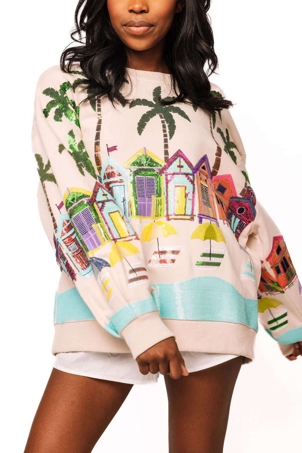 Beige Beach Scene Sweatshirt