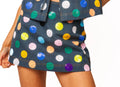 Queen of Sparkles Denim Multi Polka Dot Skirt/skort