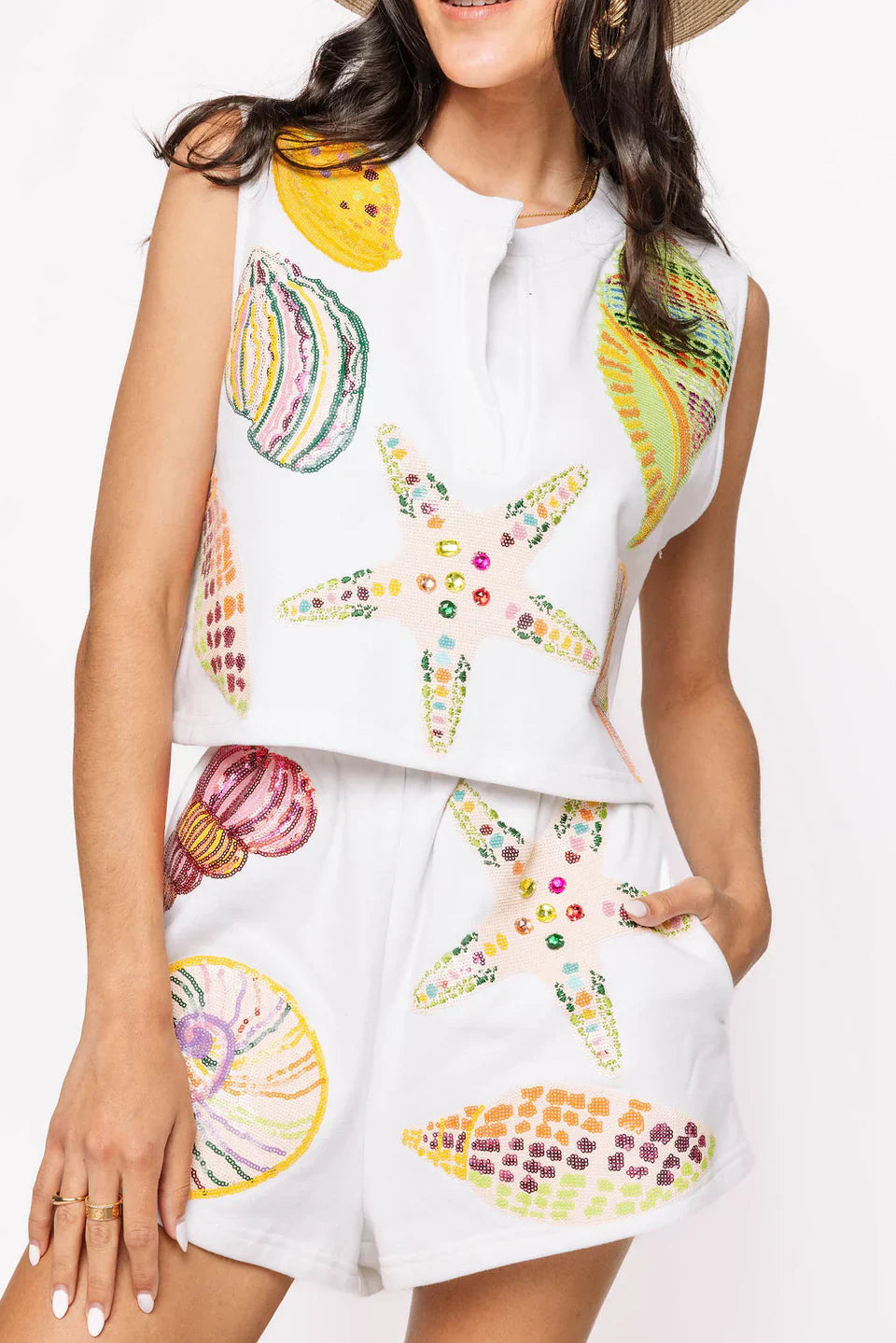 Queen of Sparkles - Shell Shorts White