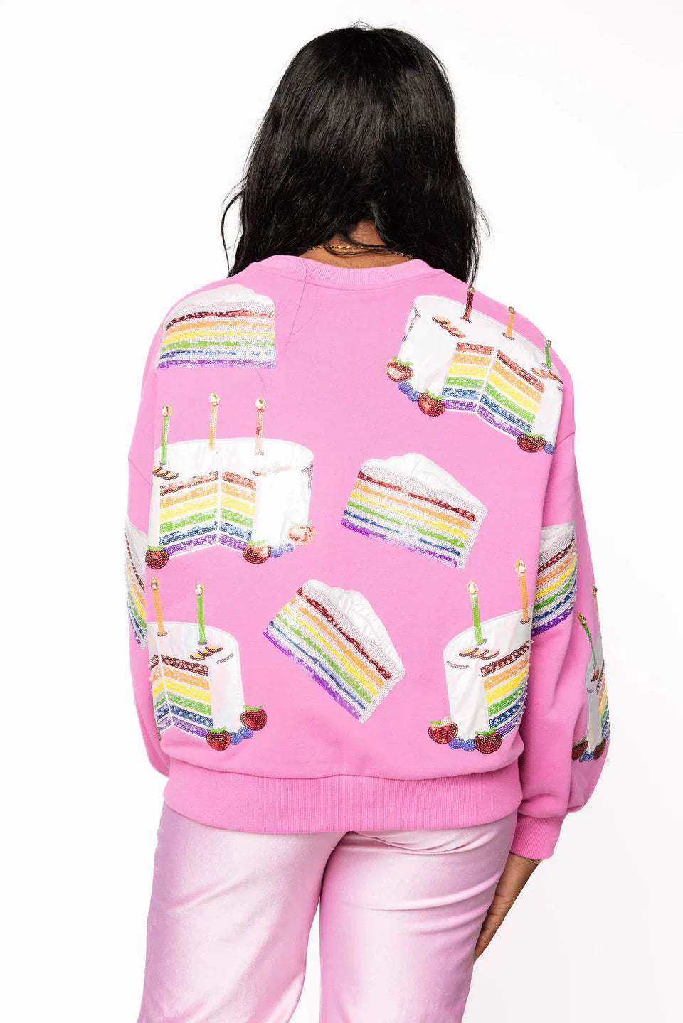 Queen of Sparkles - Hot Pink Birthday Cake Sweatshirt