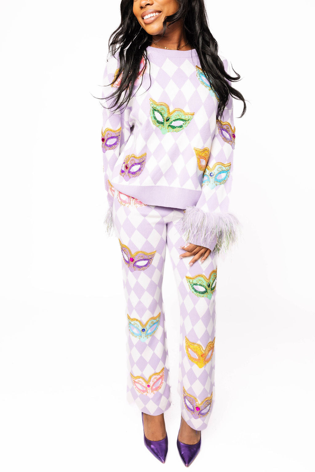 Queen of Sparkles-Harlequin Masks Sweater