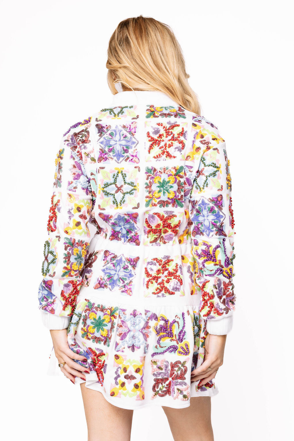 Queen of Sparkles - White Italian Tiles Mini Dress