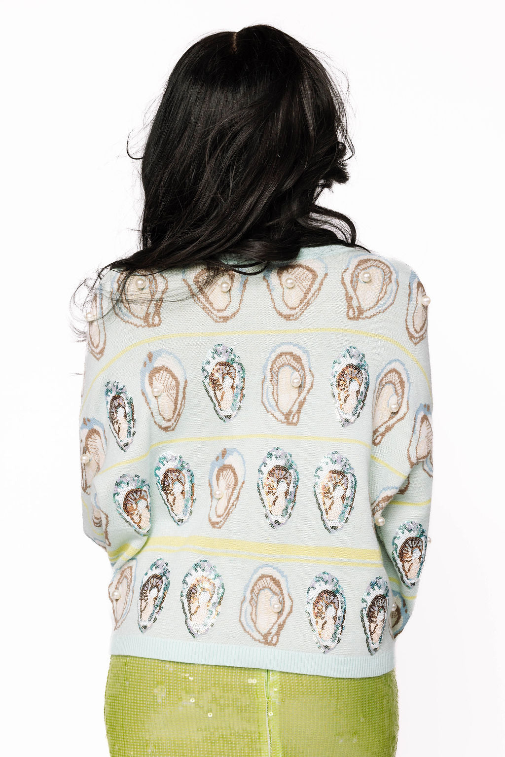 Queen of Sparkles - Oysters with Pearls Cardigan Tie Front Sweater