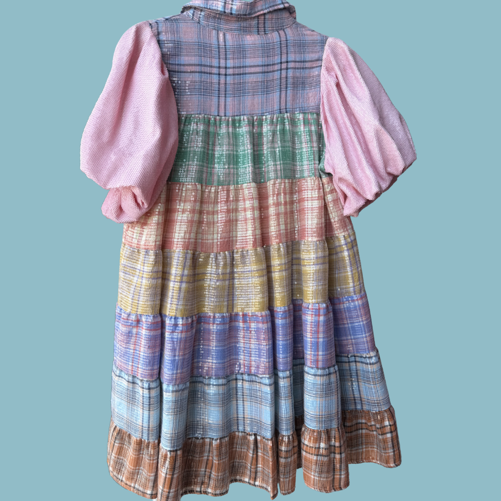 Queen of Sparkles - Pastel Plaid Button Up Dress