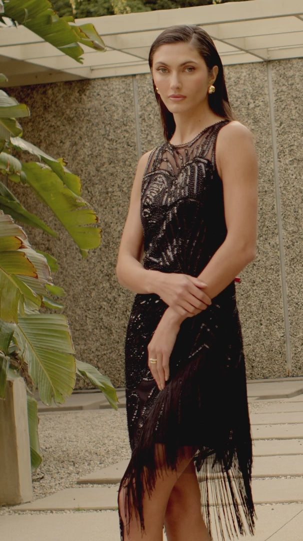 Frank Lyman - Black Fringe Mini Dress