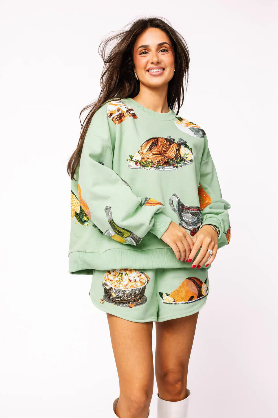 Queen of Sparkles-Mint Turkey Short
