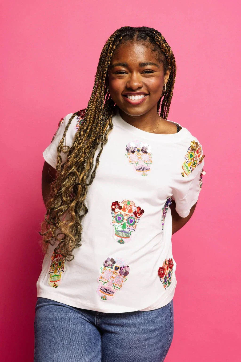 Queen of Sparkles Flower Sugar Skull Tee