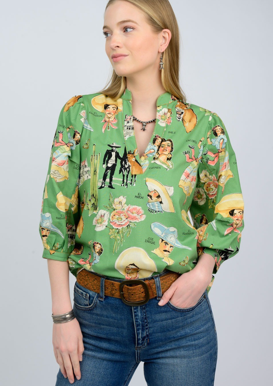 Sister Mary - Encanta Western Print Top
