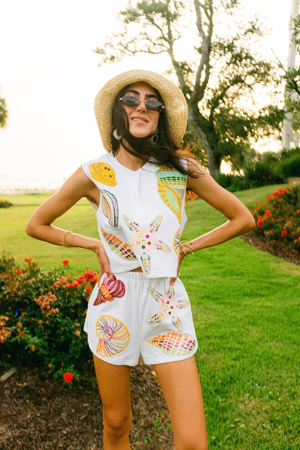 Queen of Sparkles - Shell Shorts White