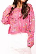 Queen of Sparkles - Pink Multi Hearts Tie Cardigan