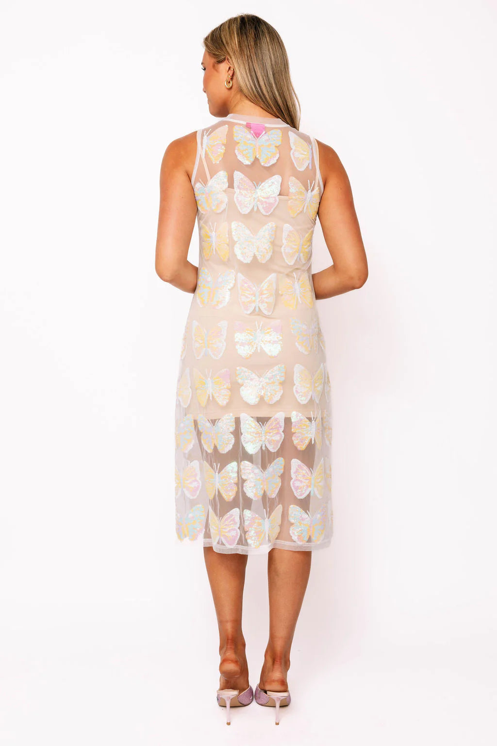 Queen of Sparkles White Butterfly Mesh Midi Coverup