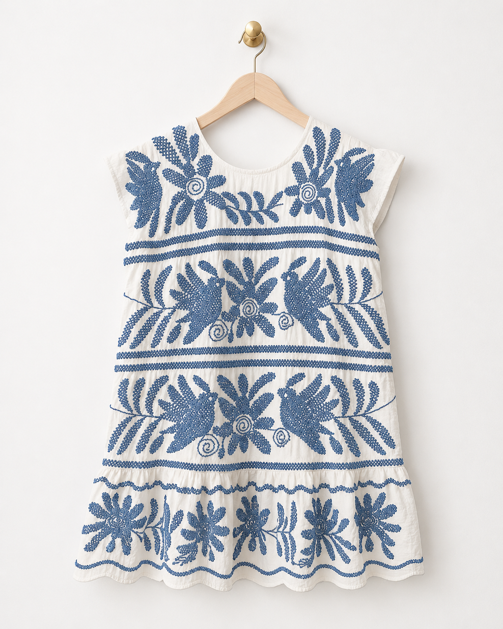 Sister Mary Blue and White Embroidered Blue Dress